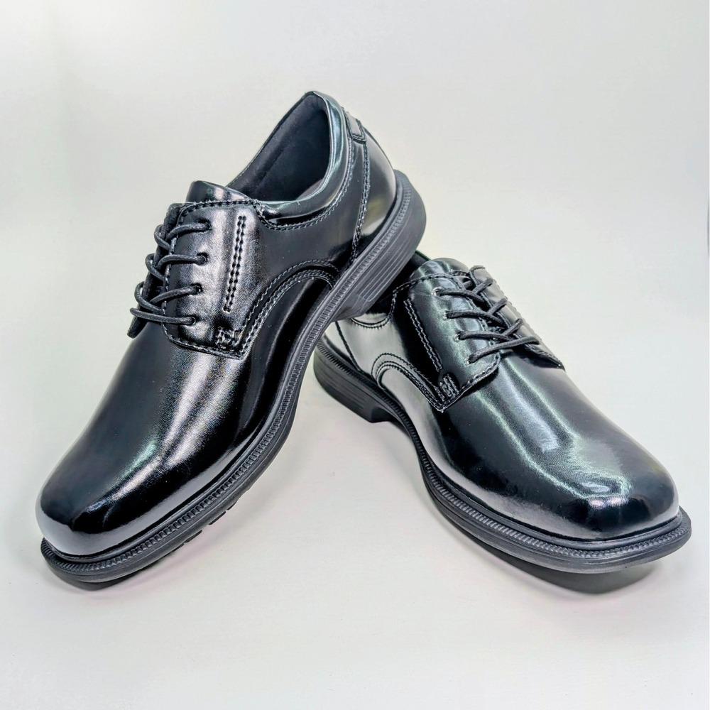 Nunn Bush Kore Baker Street Mens 9.5 Black Polished Plain Toe Oxford Dress Shoes